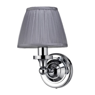 Burlington LED Bathroom Round Wall Light with Chrome Base & Silver Chiffon Shade